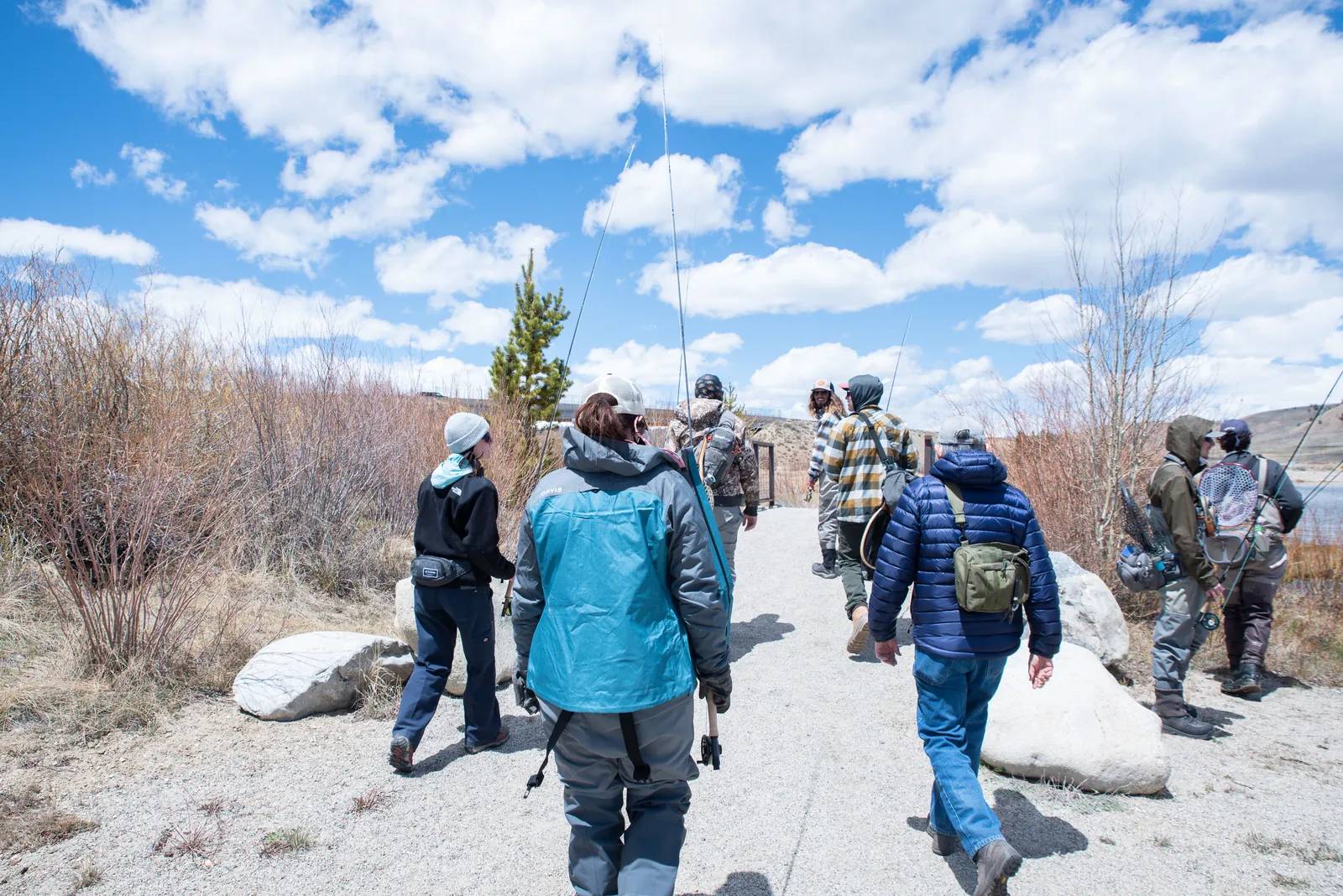 A guided group heading out to the water together